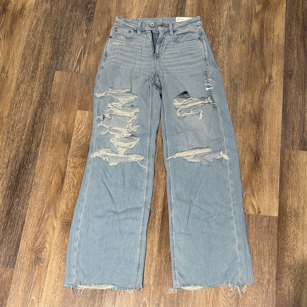 American Eagle Distressed Light Blue Curvy Women's Jeans